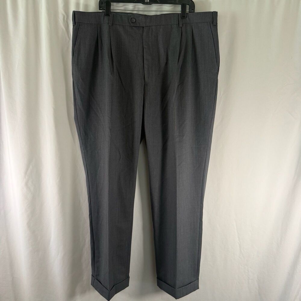1946 by Ballin Dress Pants Men's 42x32 Grey Pleated Wool Blend Slash Pockets